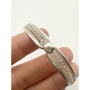 Vintage 950 Silver Filigree Cuff Bracelet 7”